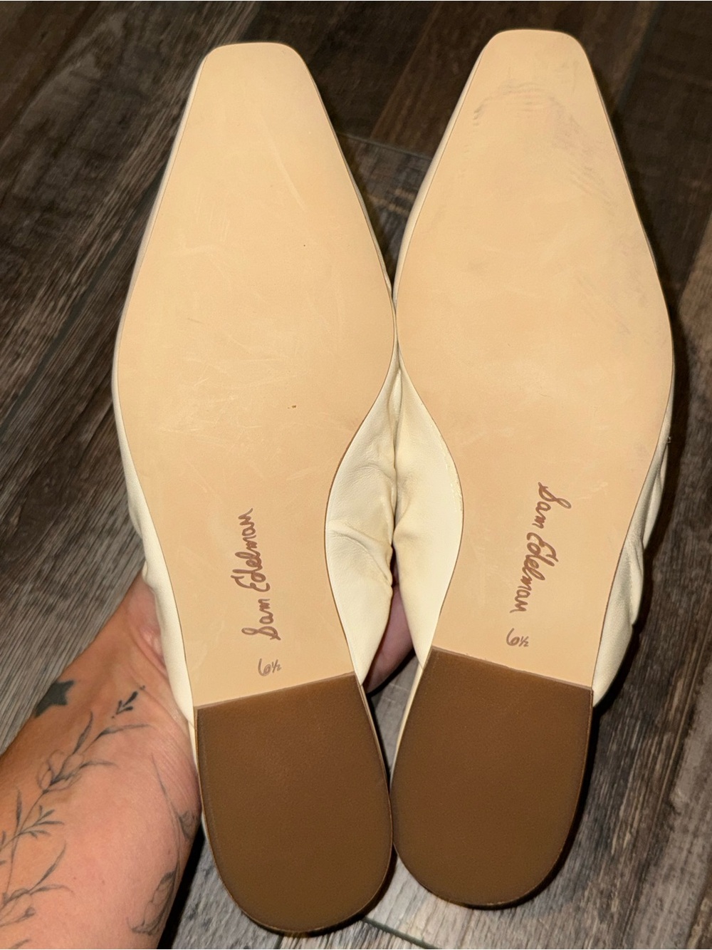Sam Edelman Cream Ruched Slip-On Mules - Picture 5 of 7